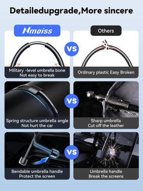 Nmoiss next to steering wheel for scale showing full windshield coverage benefit