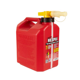 No-Spill front view showing 2.5 gallon can, clear handling benefit