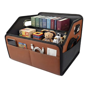 Noaman front view brown organizer showing compartments and elegant look