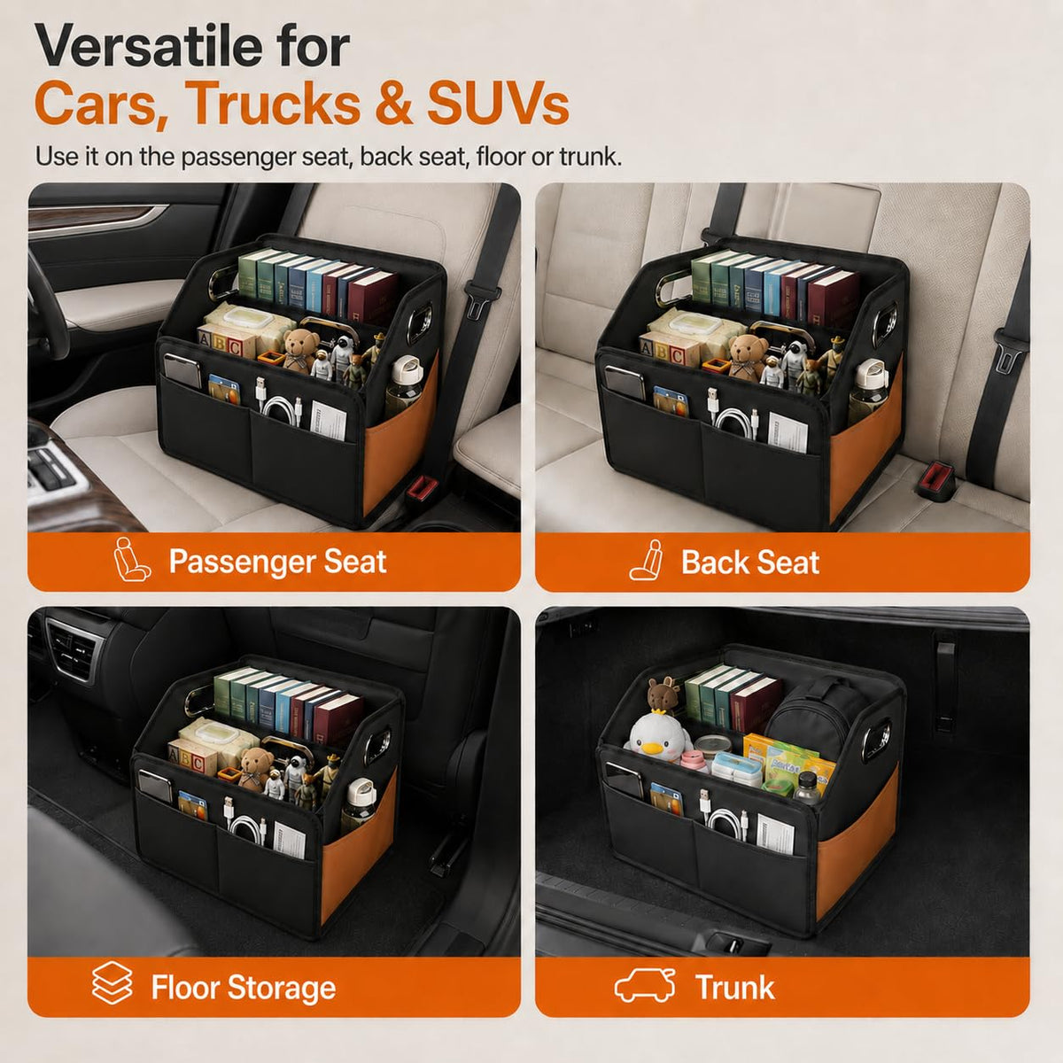 Noaman in car interior during road trip illustrating tidy cabin