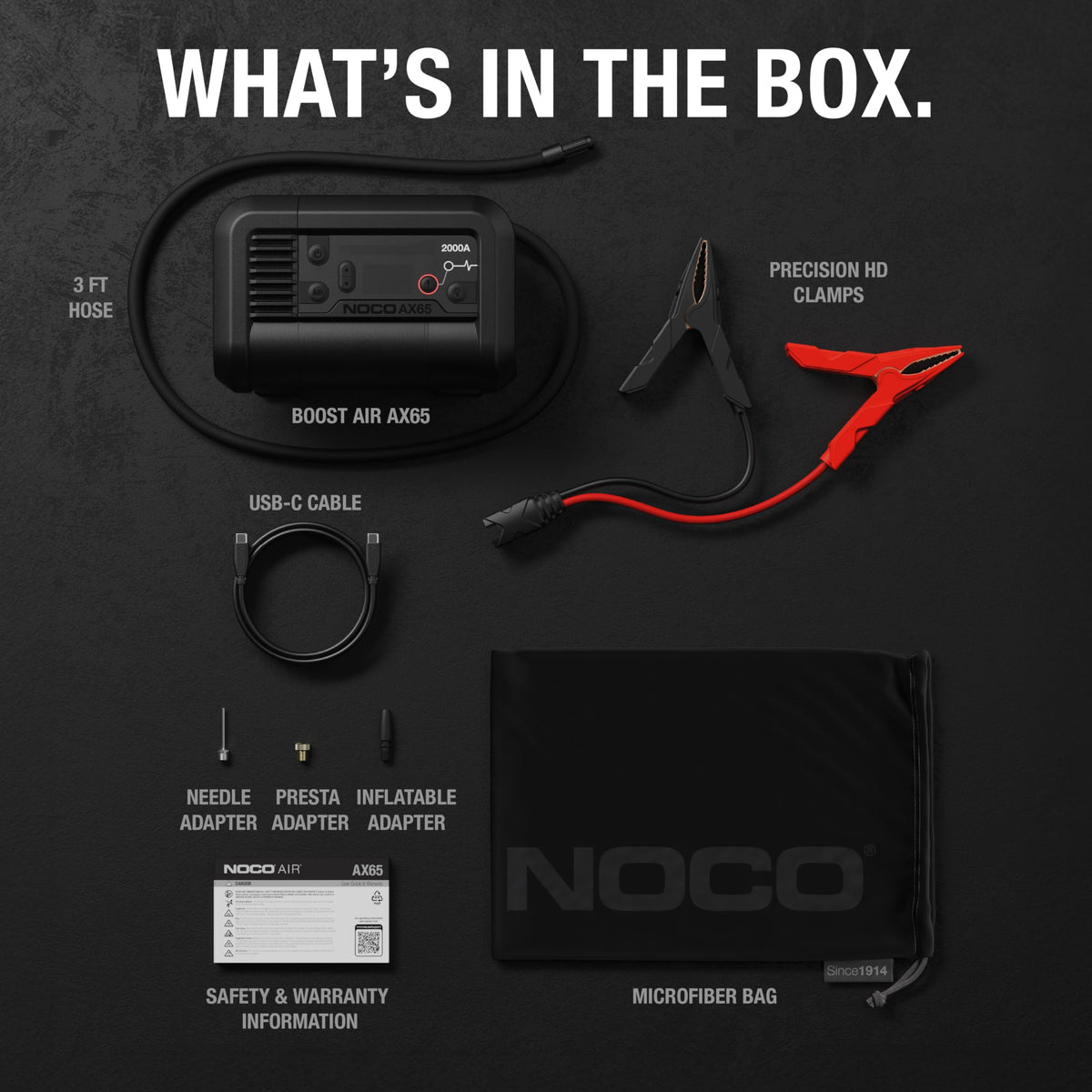 NOCO AX65 packed in microfiber bag for convenient storage and transport