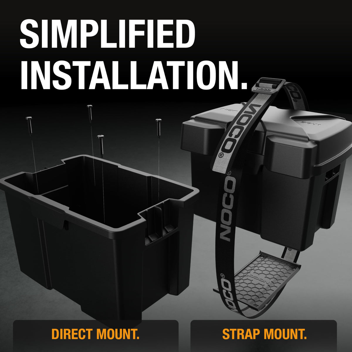 NOCO BGU1 installed on lawn mower with strap for vibration protection