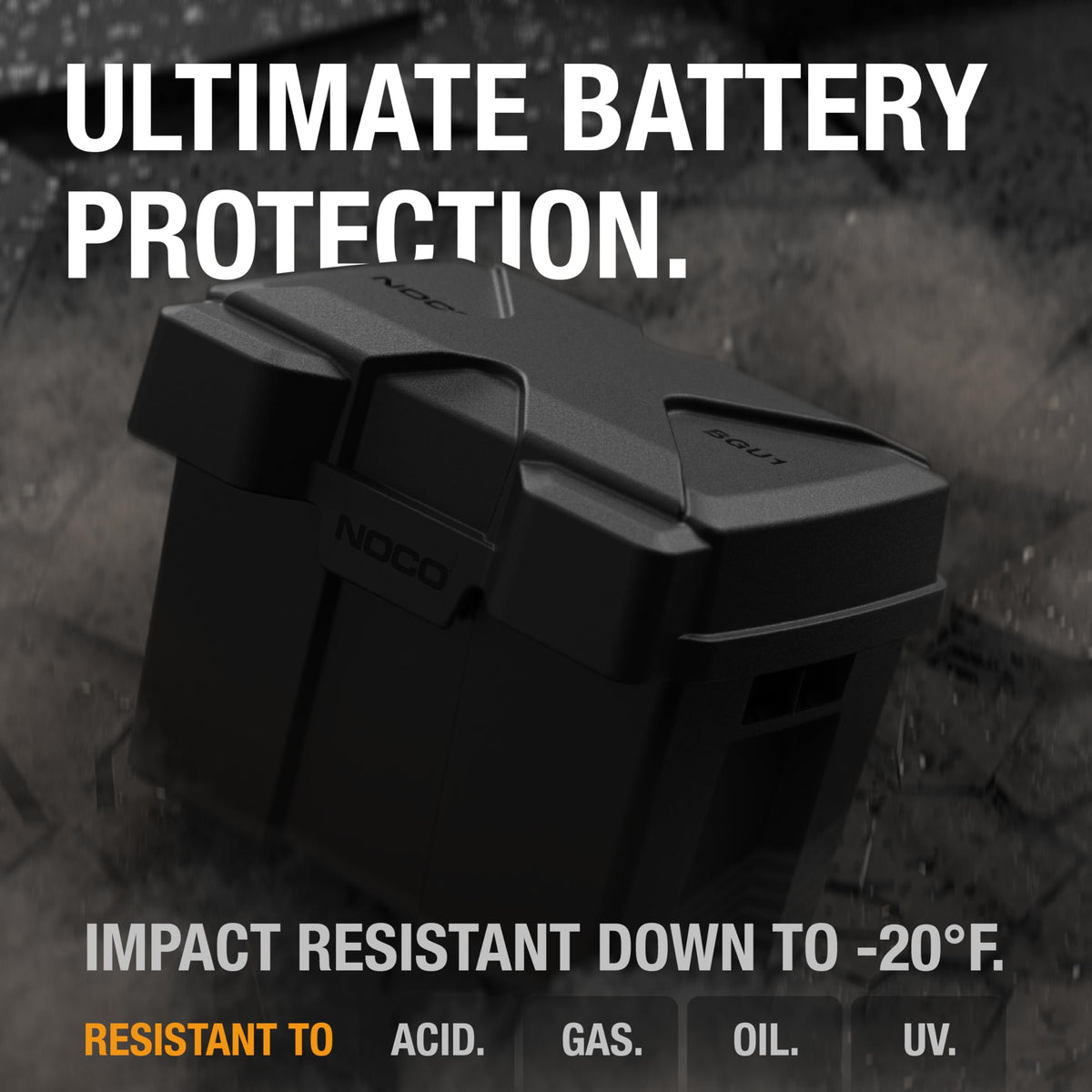 NOCO close-up of mounting tray and divider for tidy battery placement