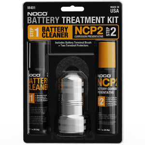 NOCO battery terminal cleaning kit — NCP2 M401 with corrosion preventative spray, cleaner, brush & anti-corrosion washers (compact