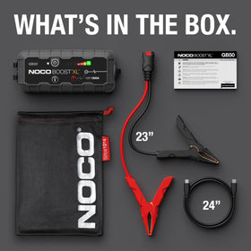 NOCO GB50 on roadside beside car, rugged unit providing roadside peace of mind