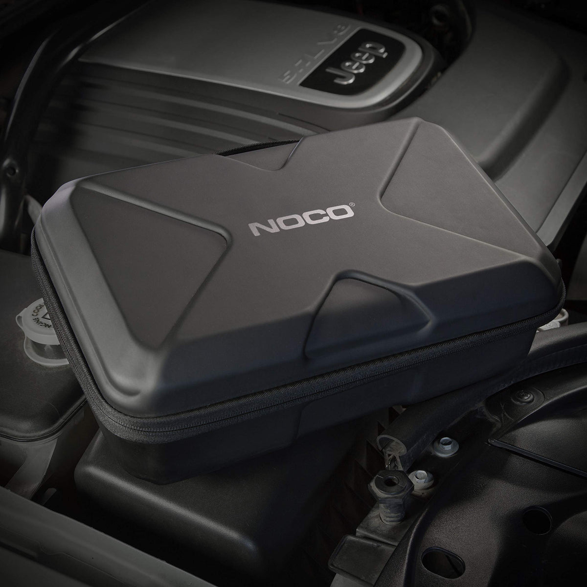 NOCO textured EVA shell close-up showing crush-resistant surface