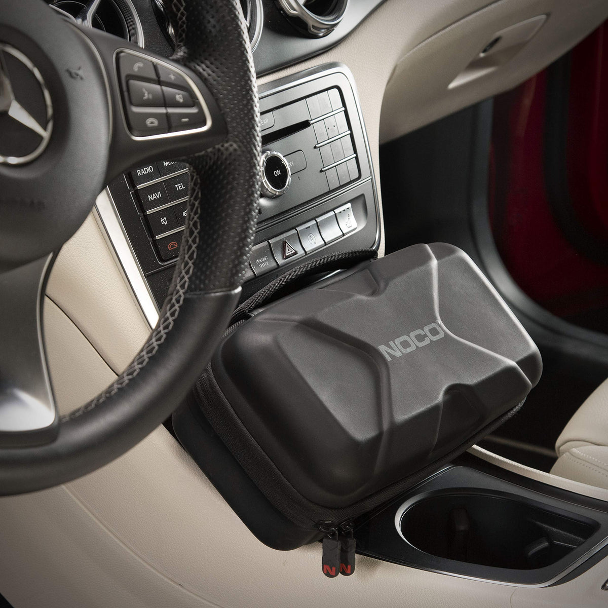 NOCO hand holding Boost XL reinforced handle for comfortable portability