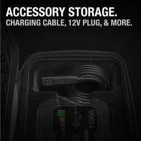 NOCO GBC101 accessory pocket with cables showing tidy cable storage