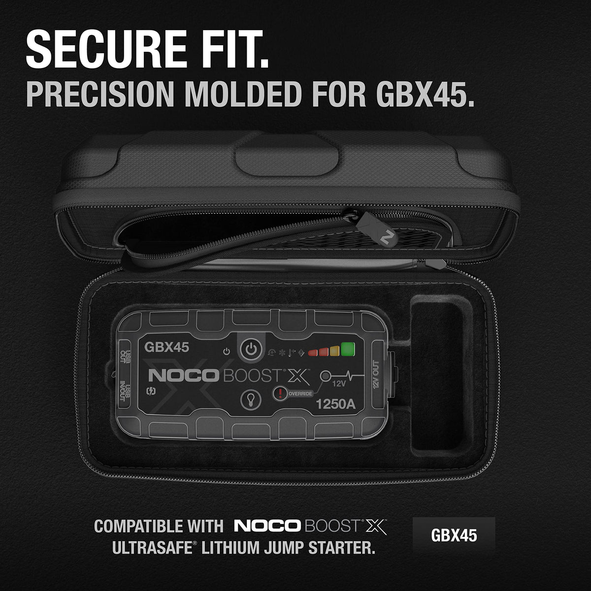 NOCO GBC101 zipper and handle detail showing reinforced, easy-grip construction