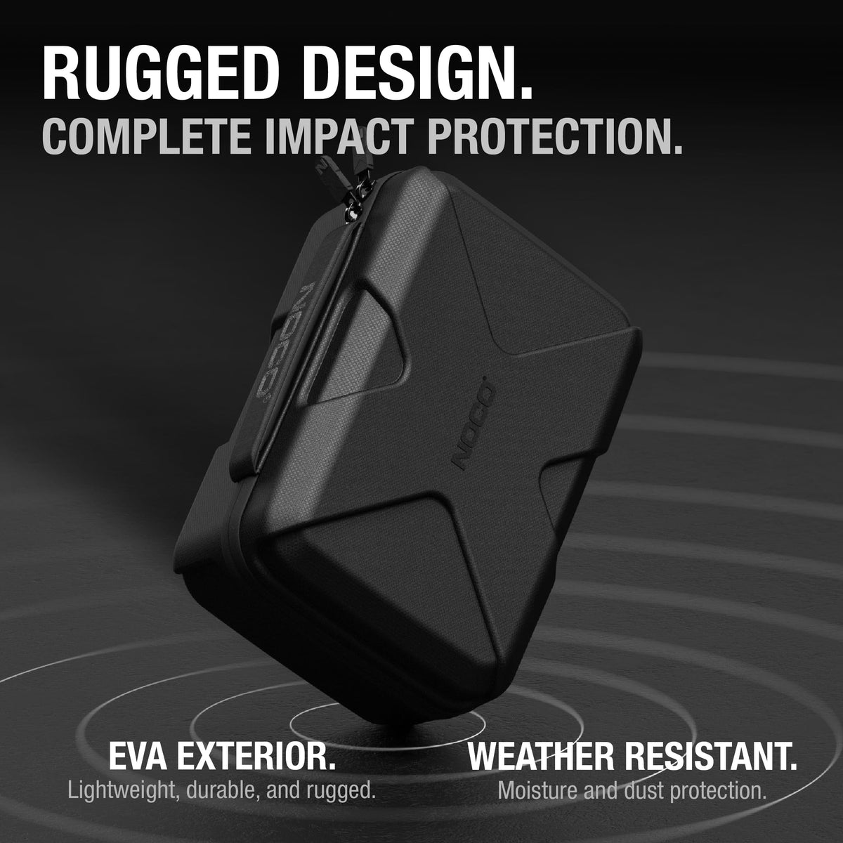 NOCO EVA material texture close-up showing crush-resistant protective shell