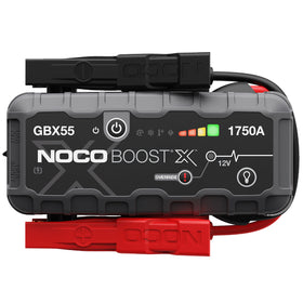 NOCO GBX55 front view showing controls and rugged casing, conveys dependable power