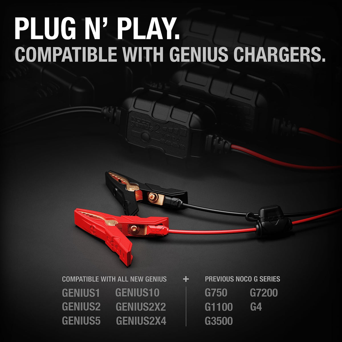 NOCO GC001 connected to car battery demonstrating easy charging setup