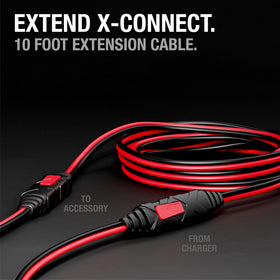 NOCO GC004 coiled 10-foot cable demonstrating extended reach and tidy storage