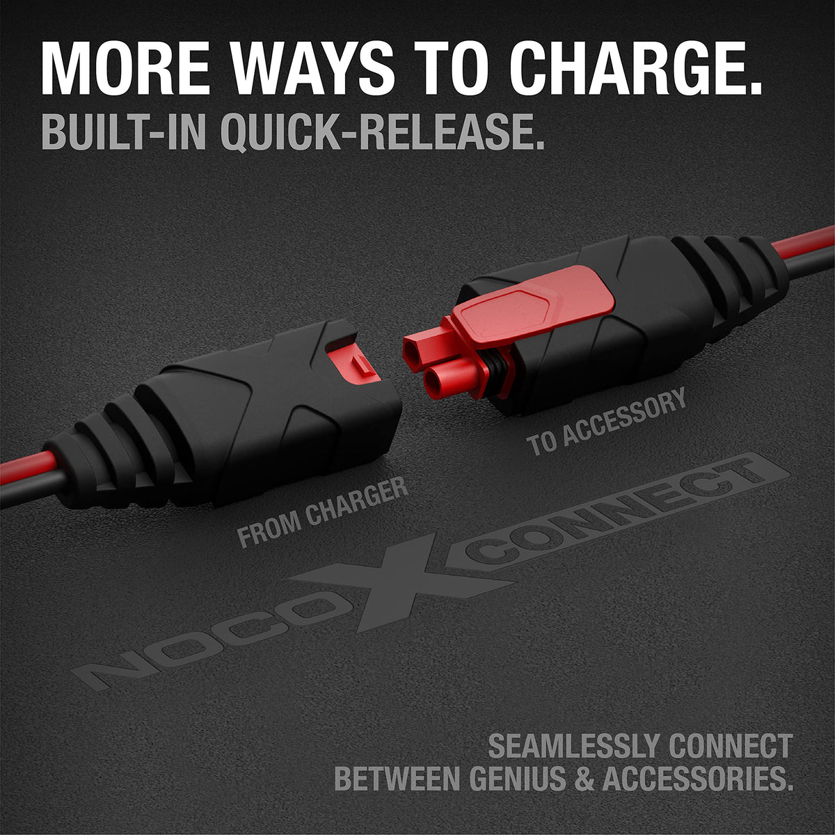 NOCO GC004 used near a boat battery illustrating marine-ready extension convenience