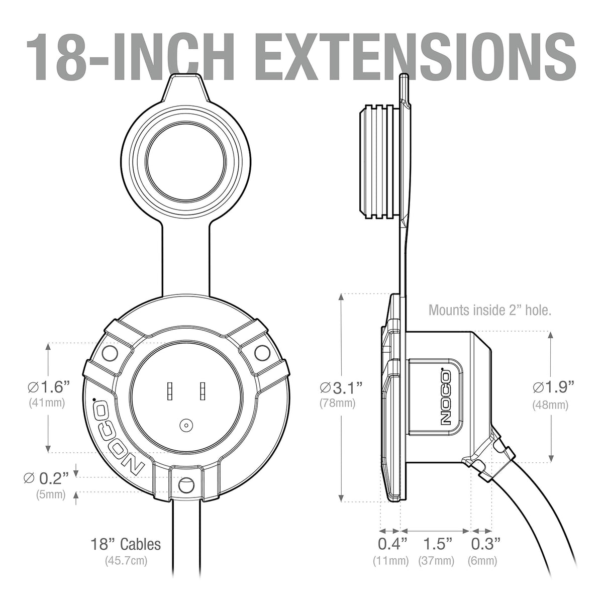 NOCO GCP2 next to ruler showing compact size for space-saving install