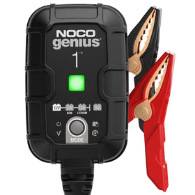 NOCO GENIUS1 front view showing compact design and indicators for easy identification and reliability