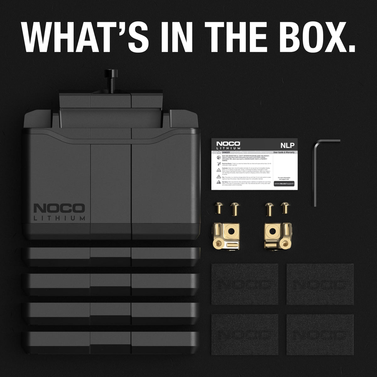NOCO NLP20 beside a traditional battery showing lighter weight and space savings