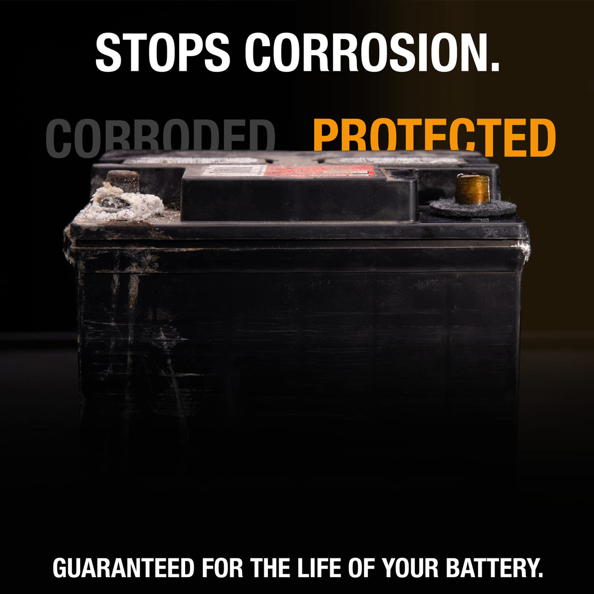 NOCO oil-saturated anti-corrosion washers close-up protecting clamps from acidic fumes