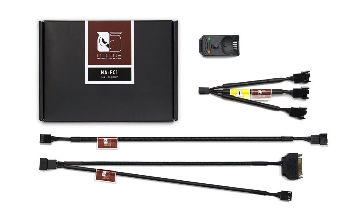 Noctua NA-FC1 splitter cable detail displaying 3-way output for controlling three fans simultaneously