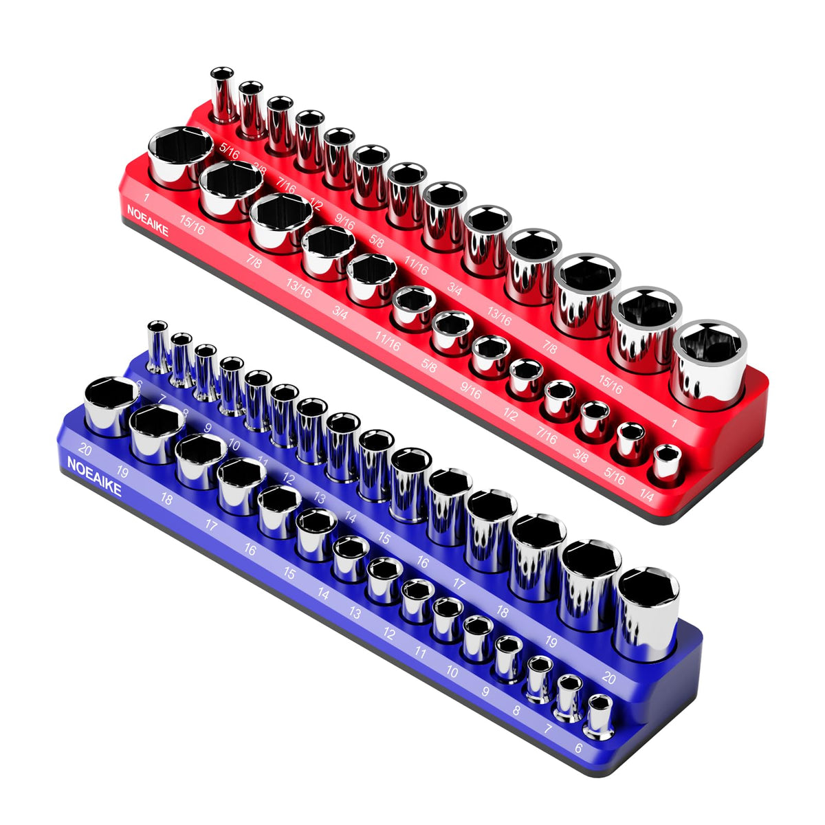 NOEAIKE front view of two trays showing full 56-slot capacity and organization benefit