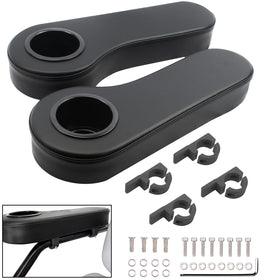 NOKINS armrest front view showing black PU leather and padded comfort benefit