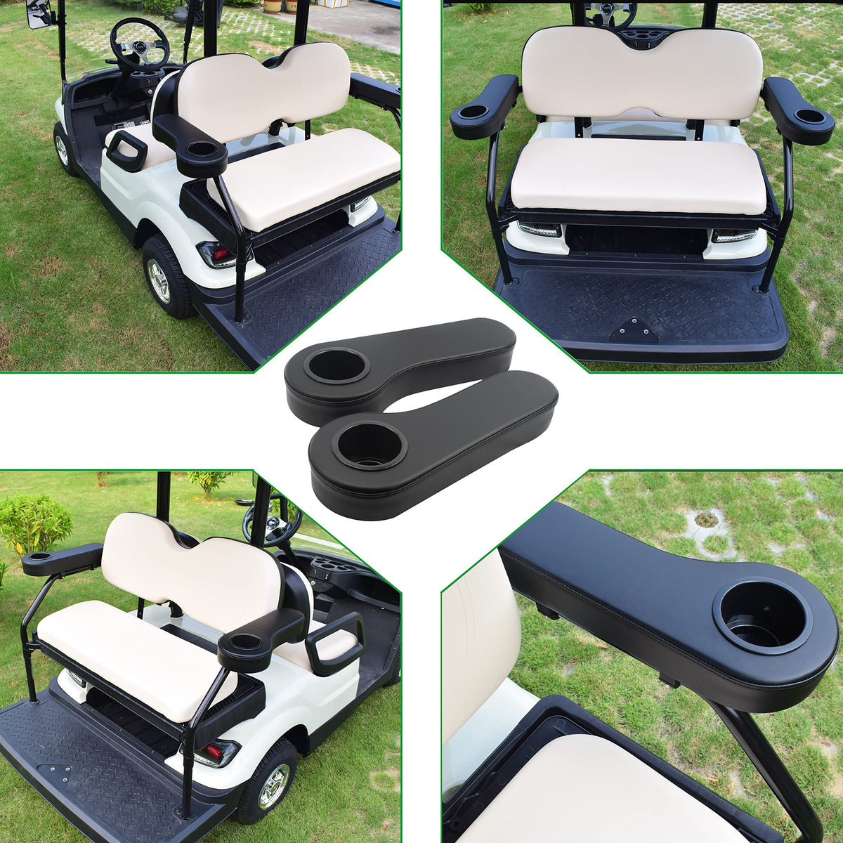 NOKINS lifestyle image on golf cart showing passenger comfort and ride enjoyment