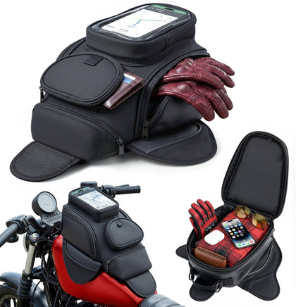 Nomad front view showing compact bag and quick-access pockets benefit organization