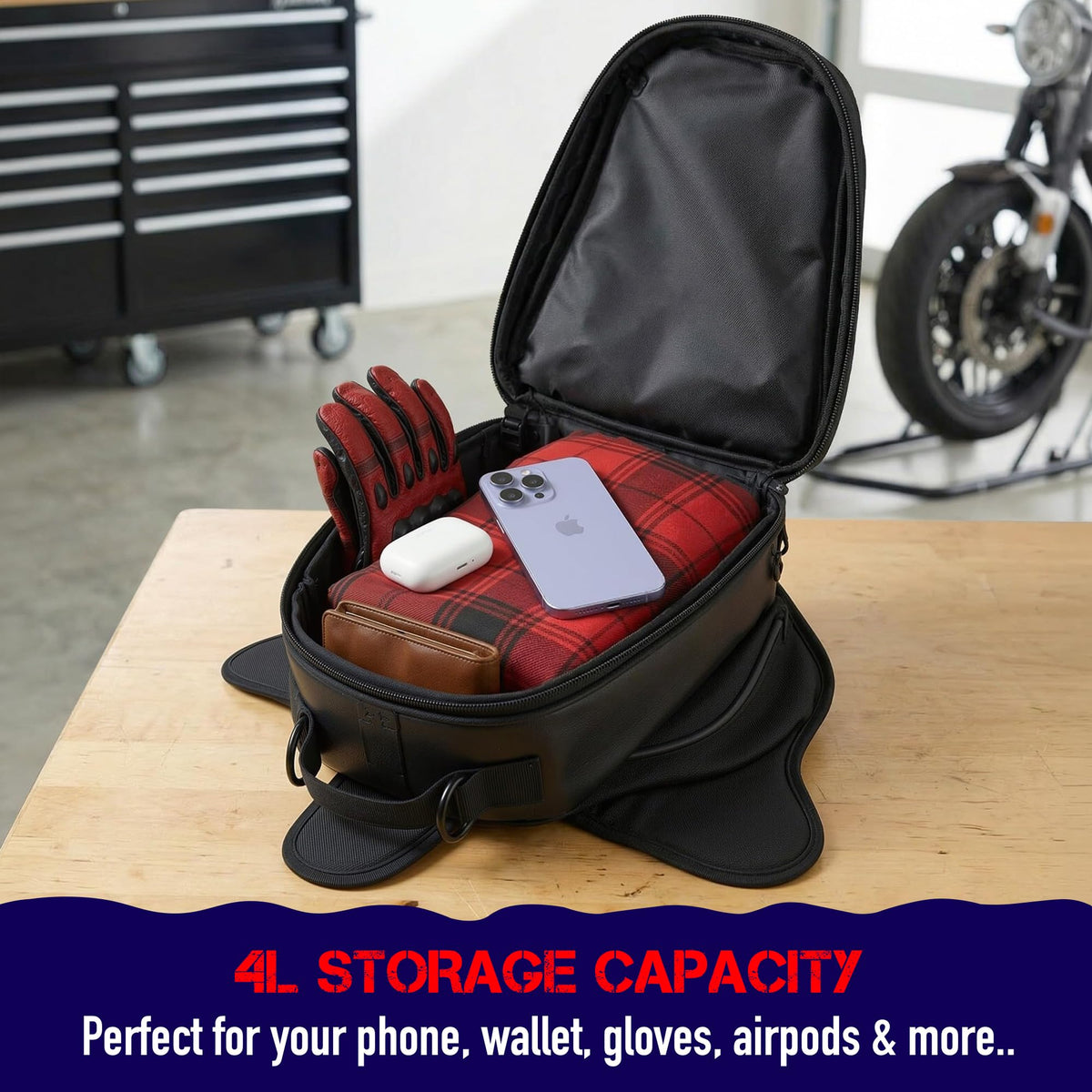 Nomad mounted on sportbike showing low-profile fit for aerodynamic benefit