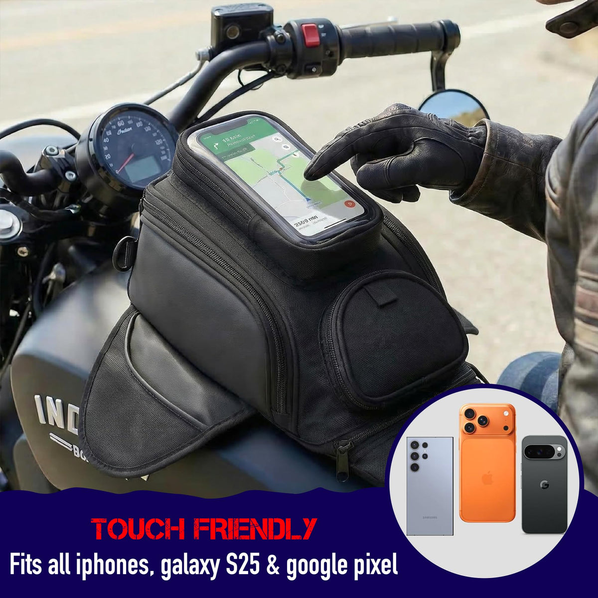 Nomad touchscreen window with phone visible enables safe navigation use