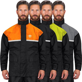 Nomad USA front view orange rain suit showing high visibility