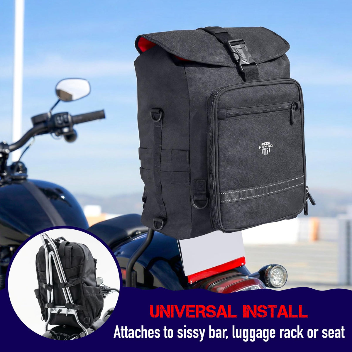 Nomad USA close-up of roll-top waterproof seal for secure weather protection