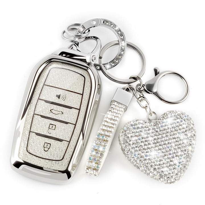 Nomiyo front packaging showing case and heart keychain, stylish gift-ready presentation