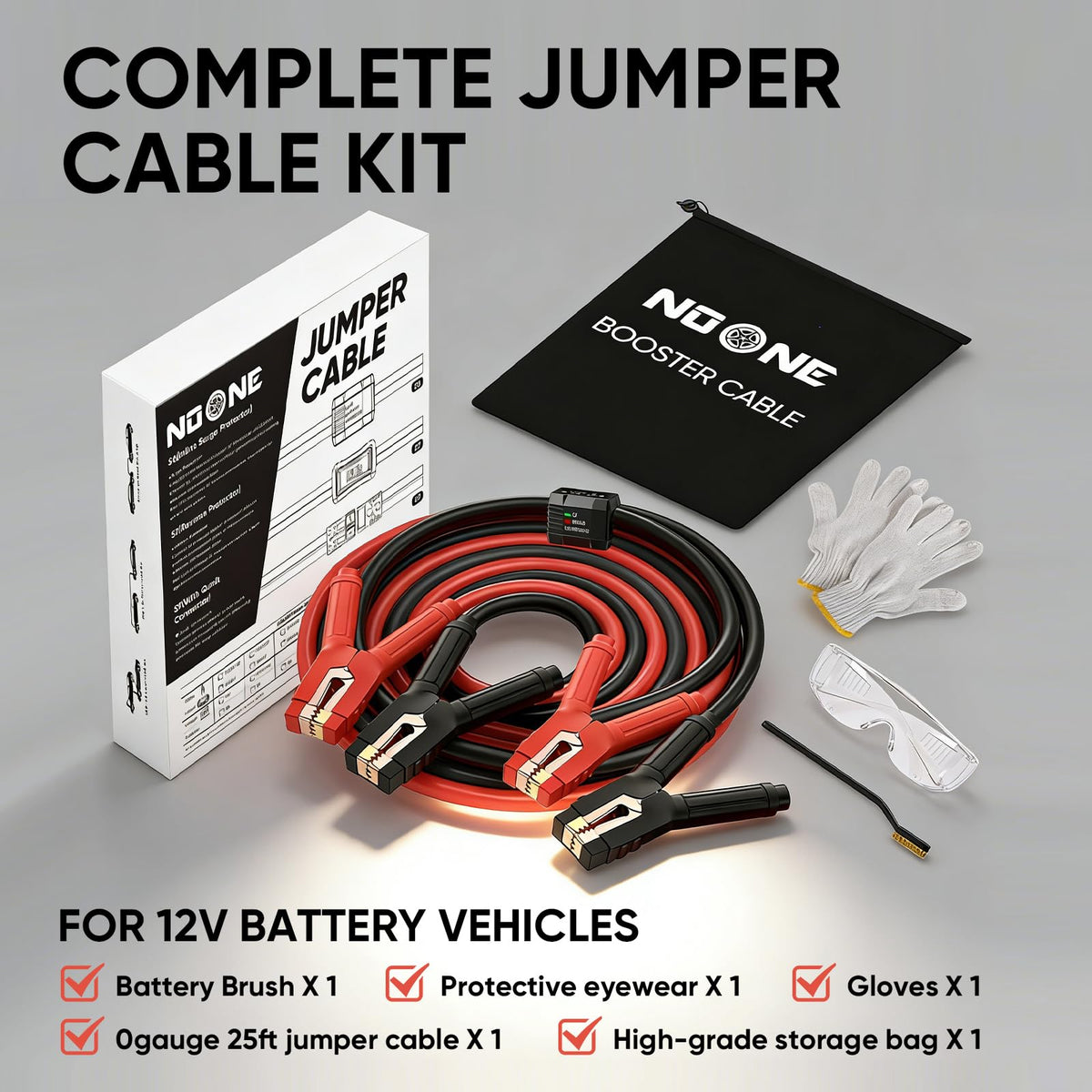 NOONE cables neatly stored in trunk demonstrating compact storage