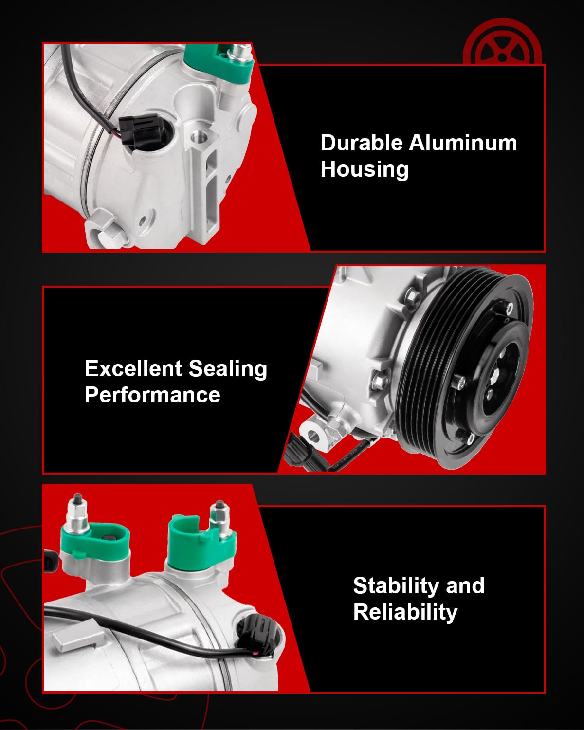 NOOYEESMO compressor label with part numbers to confirm correct vehicle match