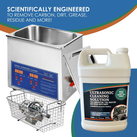 NORTHWEST ENTERPRISES solution in an ultrasonic tank demonstrating cavitation action for faster cleaning