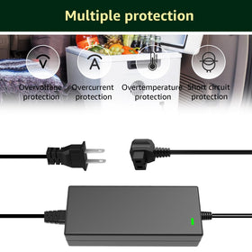 Norward adapter powering a portable fridge illustrating indoor use