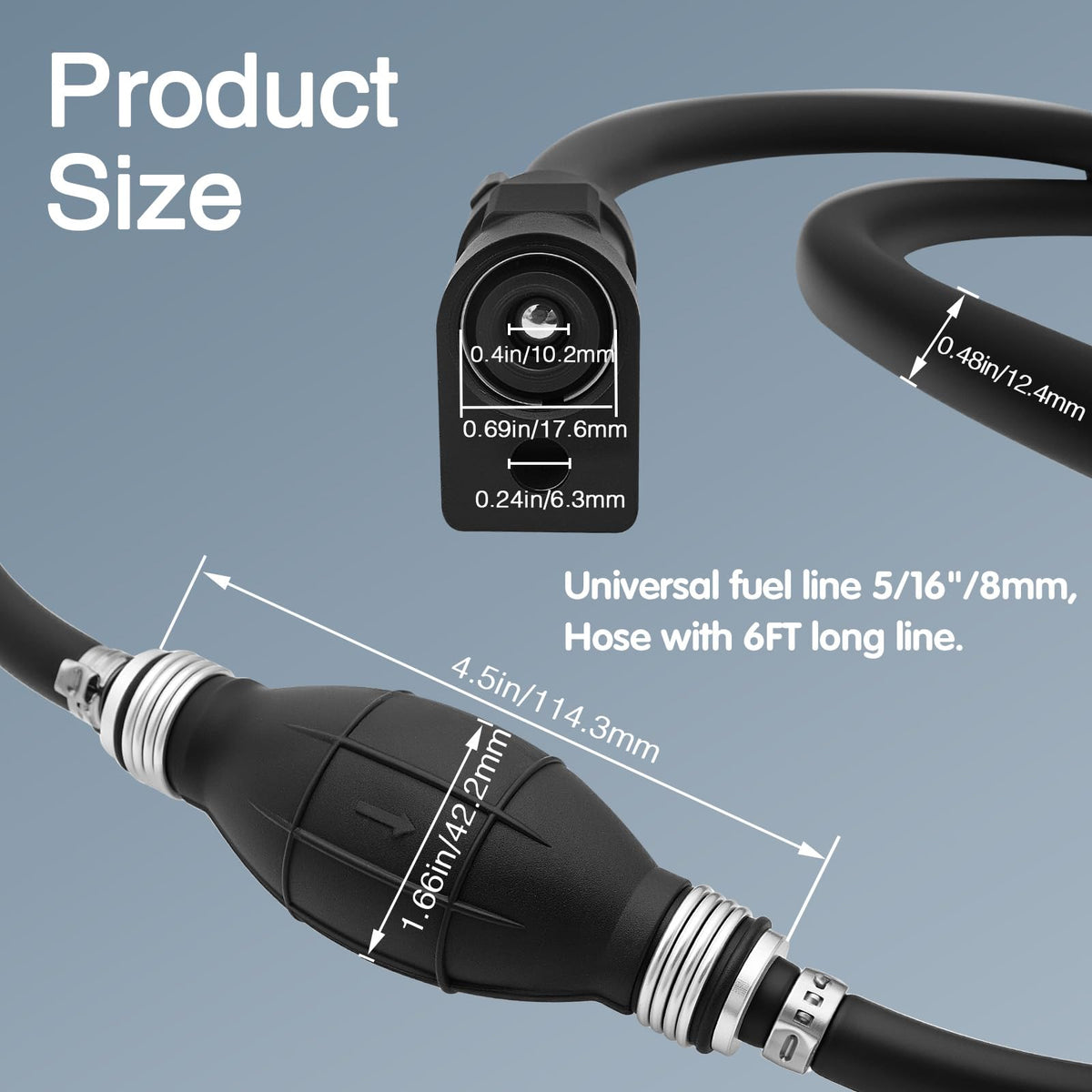 NOTETOUPT close-up of rubber primer bulb showing textured grip and rapid priming benefit