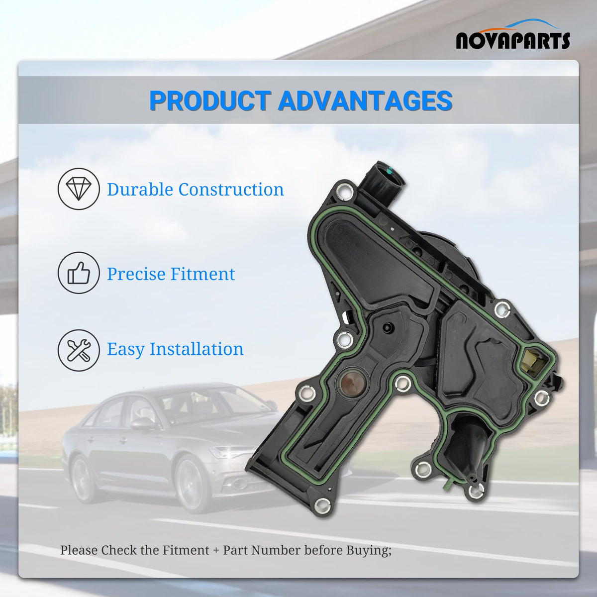 NOVAPARTS close-up of port and hose connection showing secure fit benefit