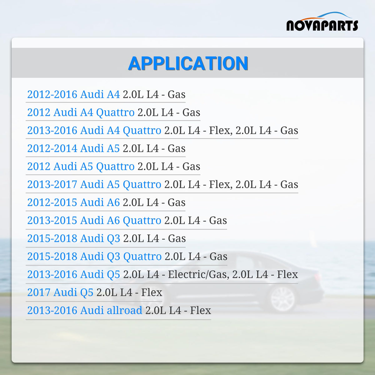 NOVAPARTS oil separator back label detail confirming part compatibility benefit