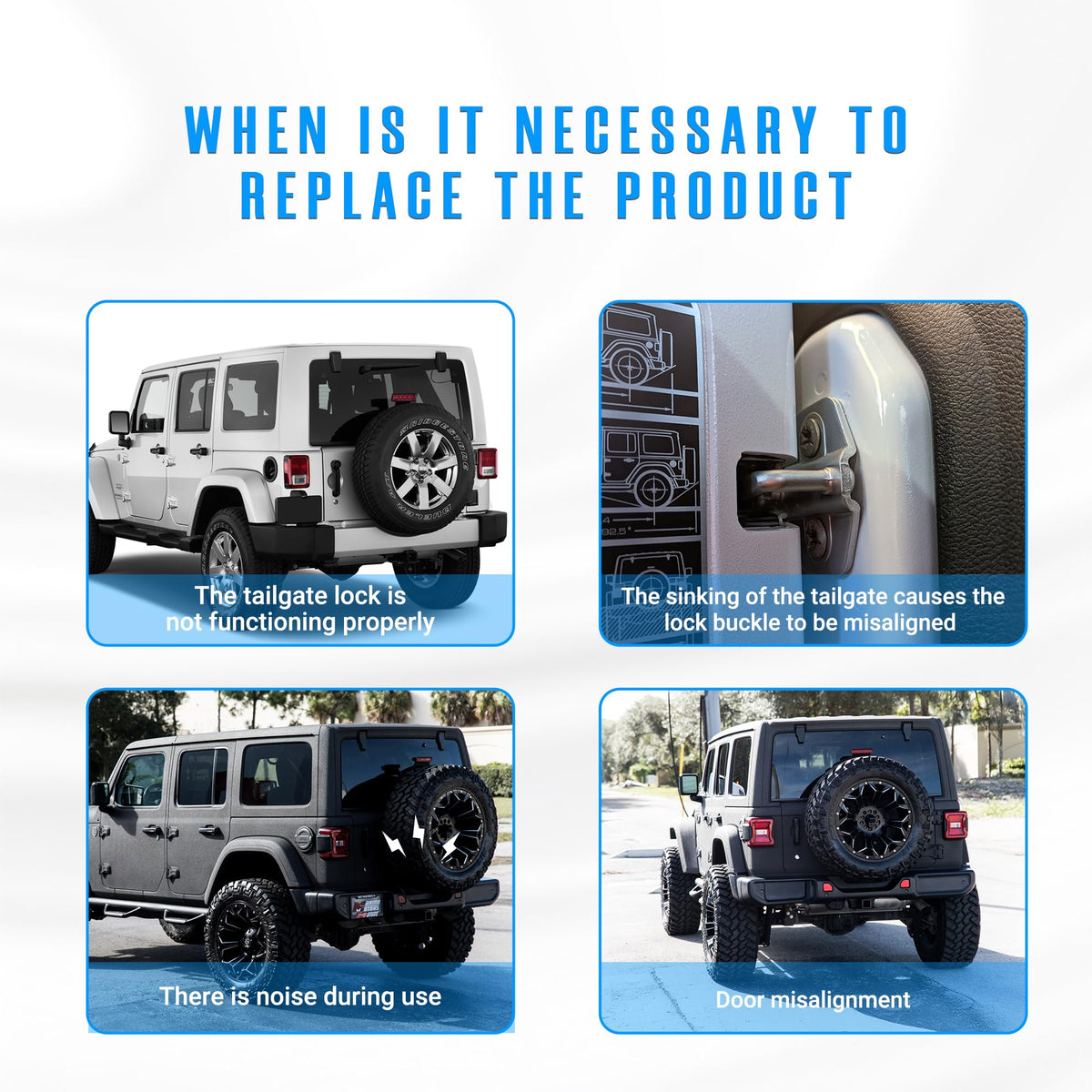 NOVAPARTS installed on Jeep Wrangler tailgate demonstrating restored power lock function