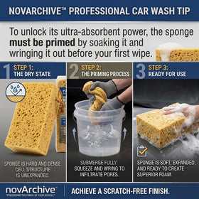 novARCHIVE sponge held in hand to show scale and ergonomic grip benefit