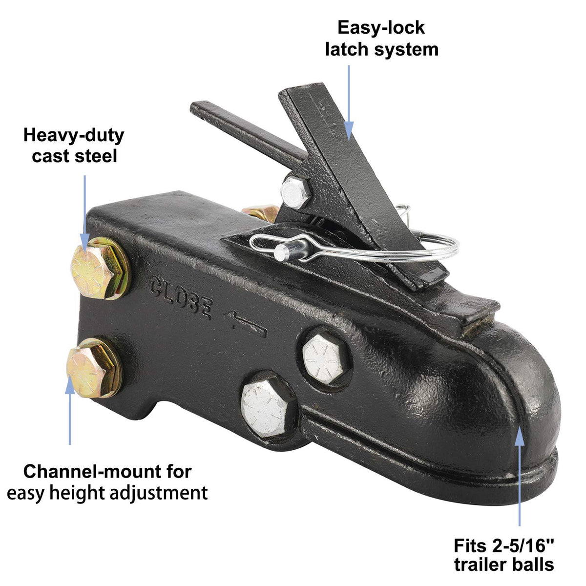 NovelBee in use hitching to vehicle showing safer, level towing benefit