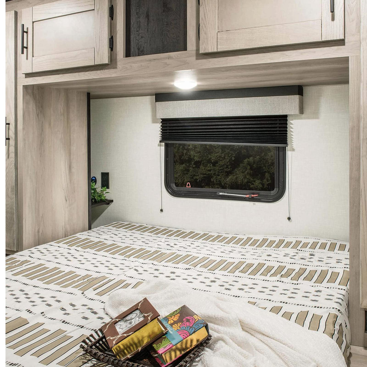 NOVINO installed in camper window demonstrating privacy and shade