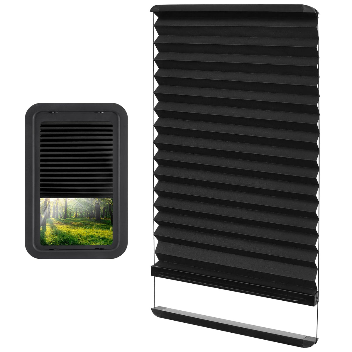 NOVINO front view packaging showing Lippert-compatible thin shade benefit quick reference