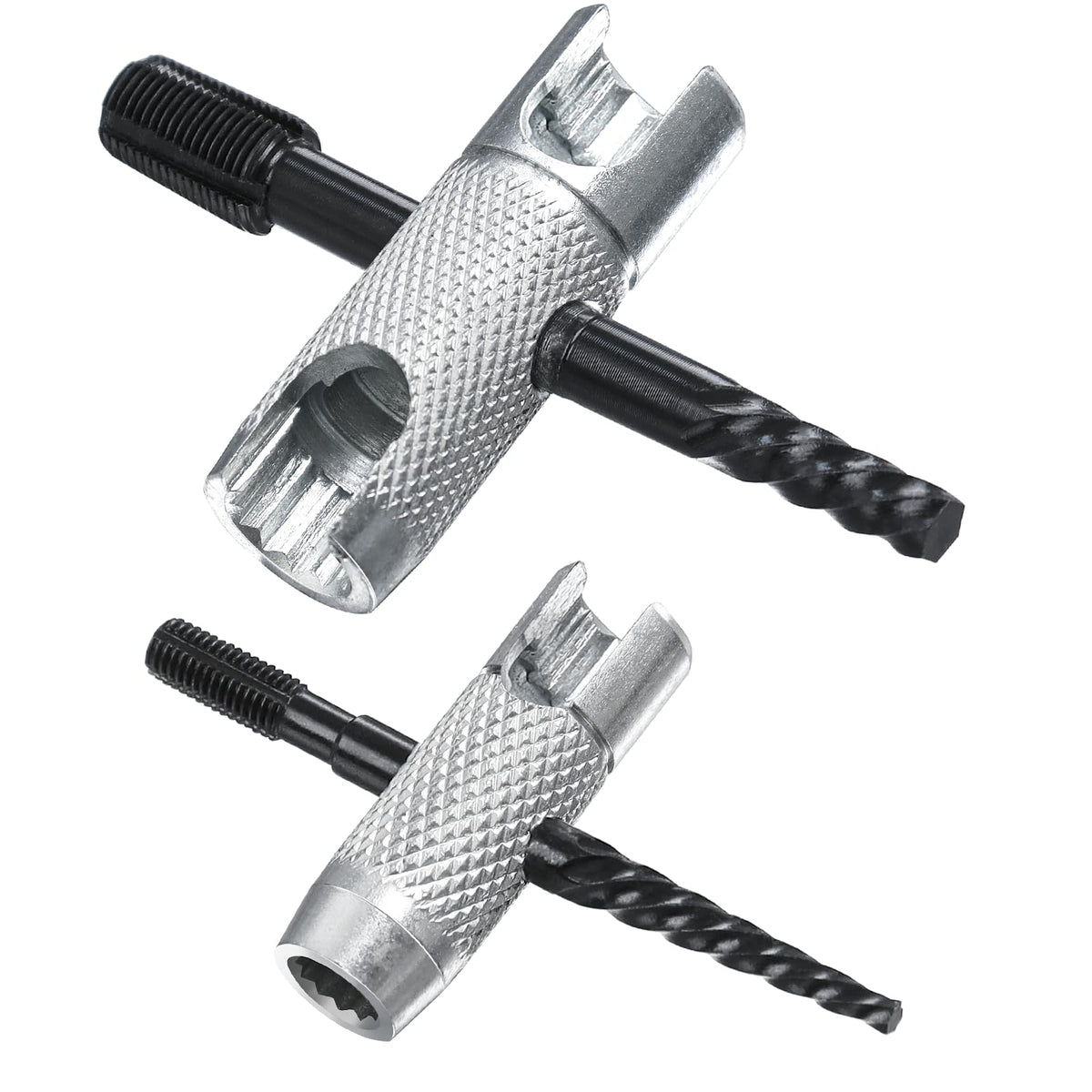 NOVINO front view of 4-way grease zerk tool showing cross design and sockets for quick maintenance