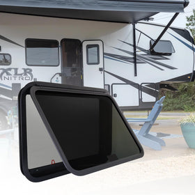 NOVINO window in campsite setting adding natural light and outdoor views