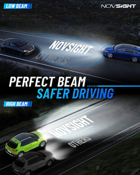 NOVSIGHT 881 installed in fog housing demonstrating focused beam on road