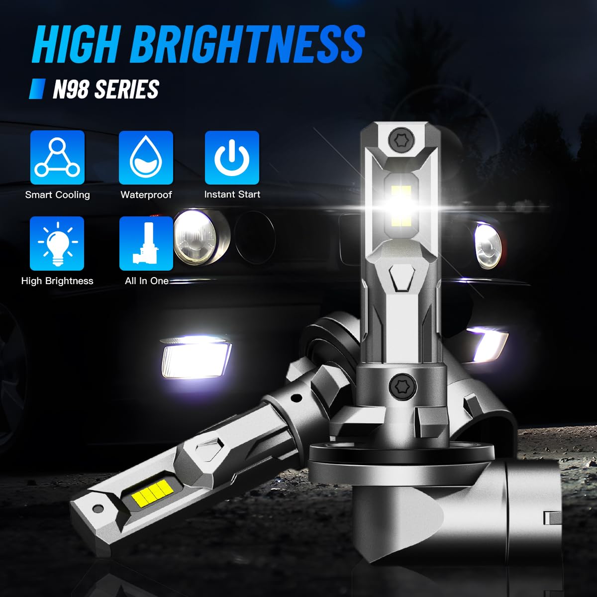NOVSIGHT 881 LED chip close-up revealing precision, enhancing light clarity