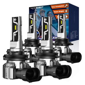 NOVSIGHT front packaging showing H11 9005 bulbs and quick install benefit