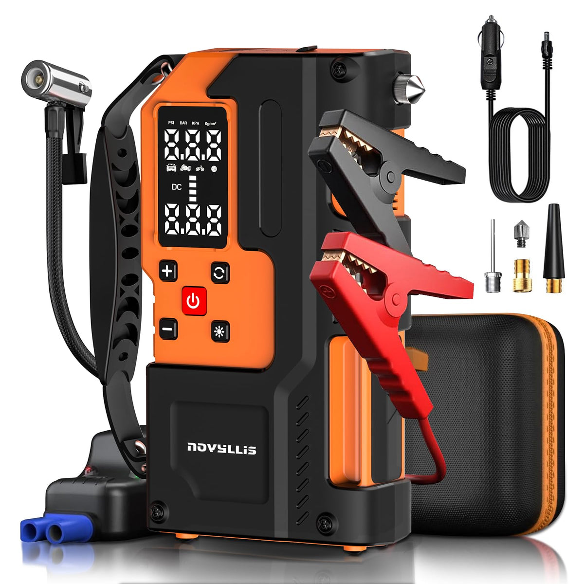 Novyllis unit front panel showing ports and rugged casing for easy roadside use